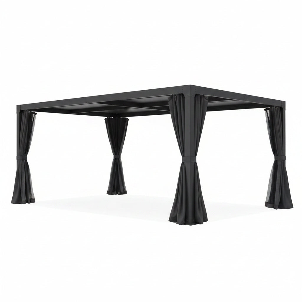 12 Ft. X 20 Ft. Black Aluminum Outdoor Adjustable Louvered Pergola with Waterproof Roof