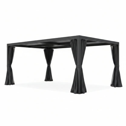 12 Ft. X 20 Ft. Black Aluminum Outdoor Adjustable Louvered Pergola with Waterproof Roof