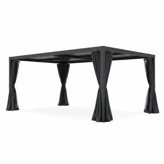 12 Ft. X 20 Ft. Black Aluminum Outdoor Adjustable Louvered Pergola with Waterproof Roof