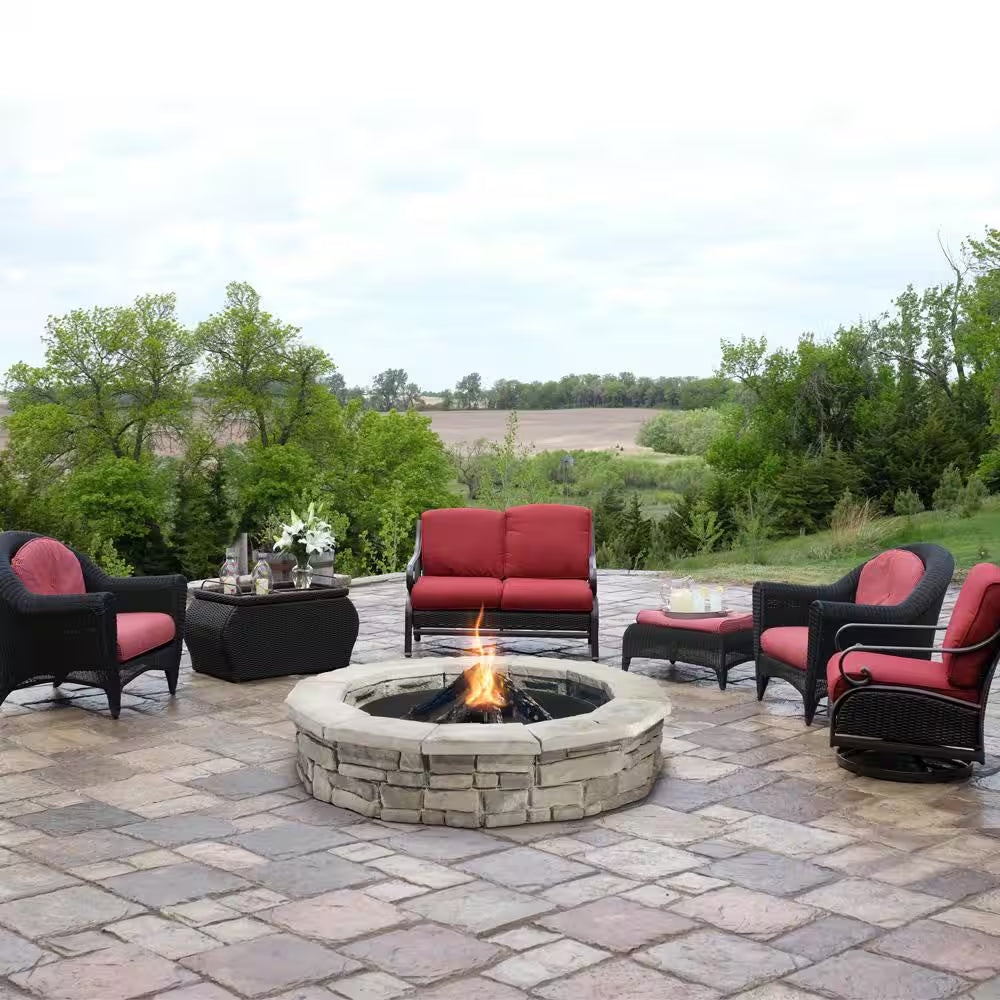 44 In. Random Stone Gray round Fire Pit Kit