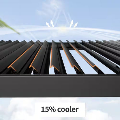 12 Ft. X 20 Ft. Black Aluminum Outdoor Adjustable Louvered Pergola with Waterproof Roof