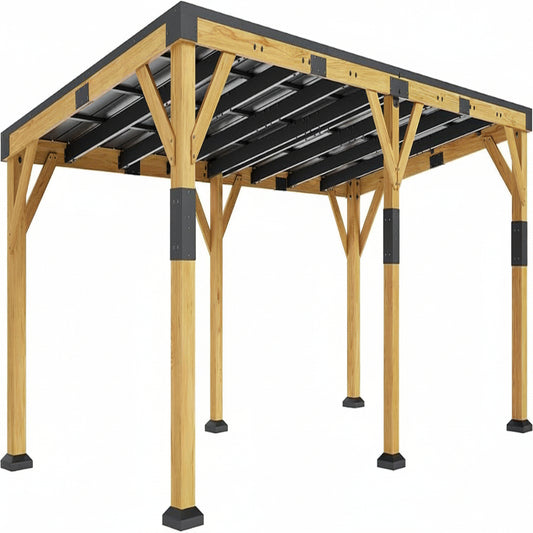 12' X 24' Cedar Wood Gazebo with Sloped Galvanized Steel Roof, Hardtop Gazebo Pavilion with Durable, Rot-Resistant Construction, Permanent Outdoor Pergola for Backyard, Garden & Deck