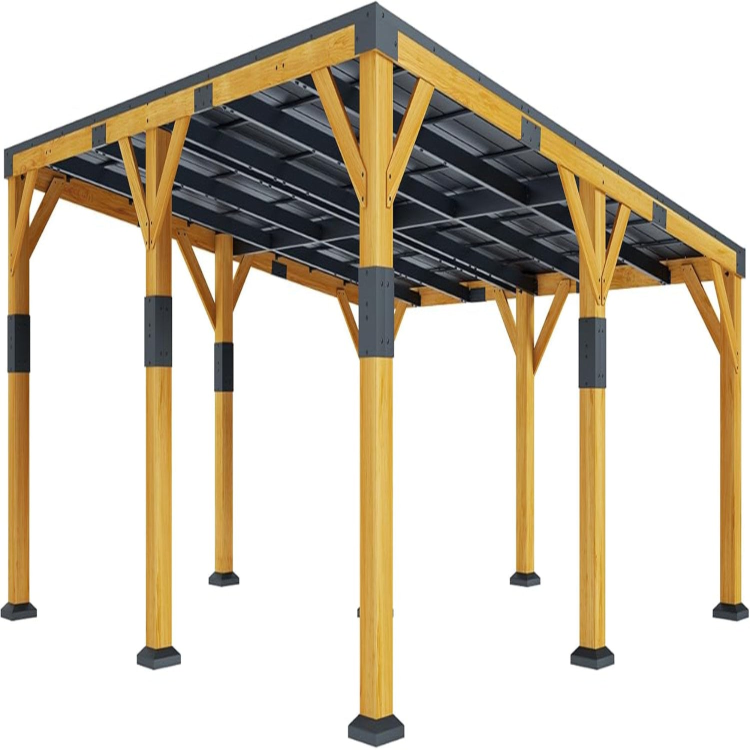 20' X 20' Cedar Wood Gazebo with Sloped Galvanized Steel Roof, Hardtop Gazebo Pavilion with Durable, Rot-Resistant Construction, Permanent Outdoor Pergola for Backyard, Garden & Deck