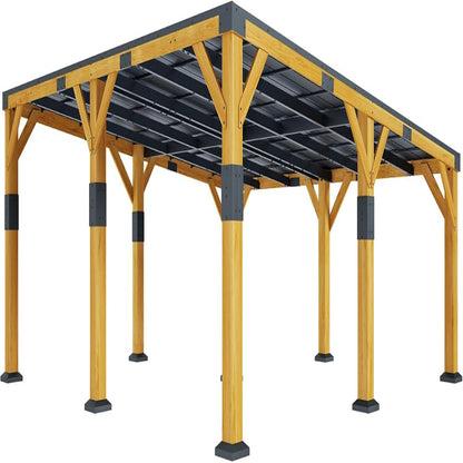 20' X 20' Cedar Wood Gazebo with Sloped Galvanized Steel Roof, Hardtop Gazebo Pavilion with Durable, Rot-Resistant Construction, Permanent Outdoor Pergola for Backyard, Garden & Deck
